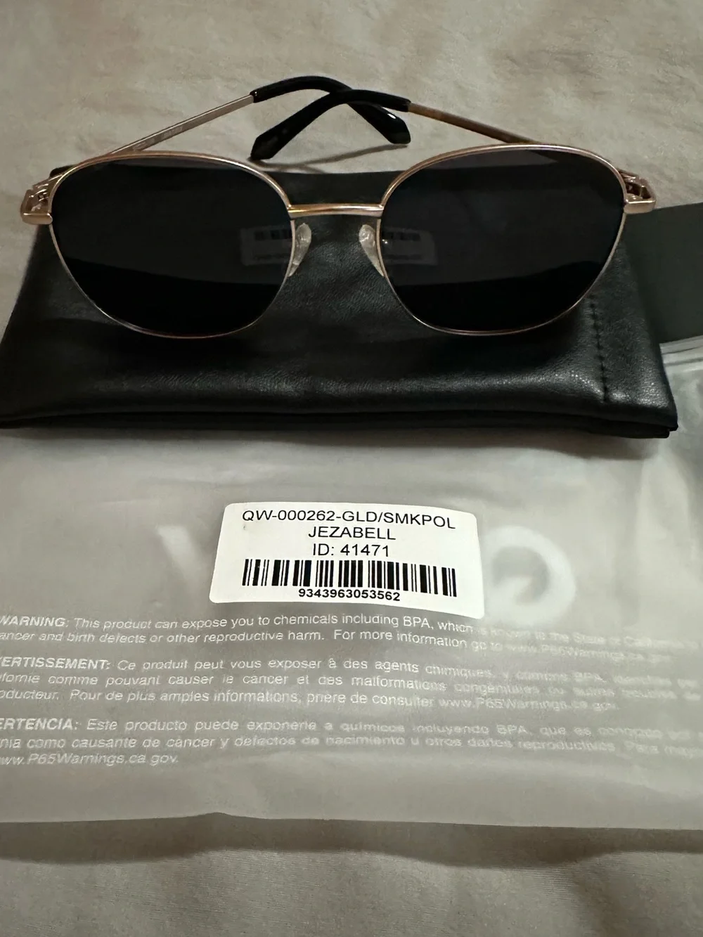 Pola Quay Jezabell Gold Frame Sunglasses with Black Lenses and Black Temple Tips